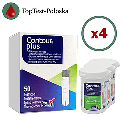 Тест-смужки Контур Плюс 200 шт. в 4 флаконі по 50 шт. у пакованні