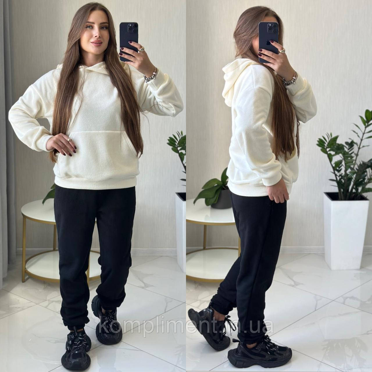 Жіночий модний флісовий спортивний костюм, молоко SE — 226