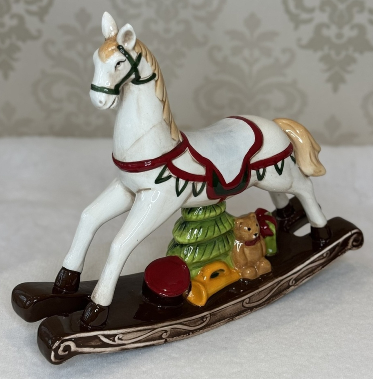 🧡Декоративна різдвяна керамічна статуетка Кінь-гойдалка 31х25,5х8 см, фото 1