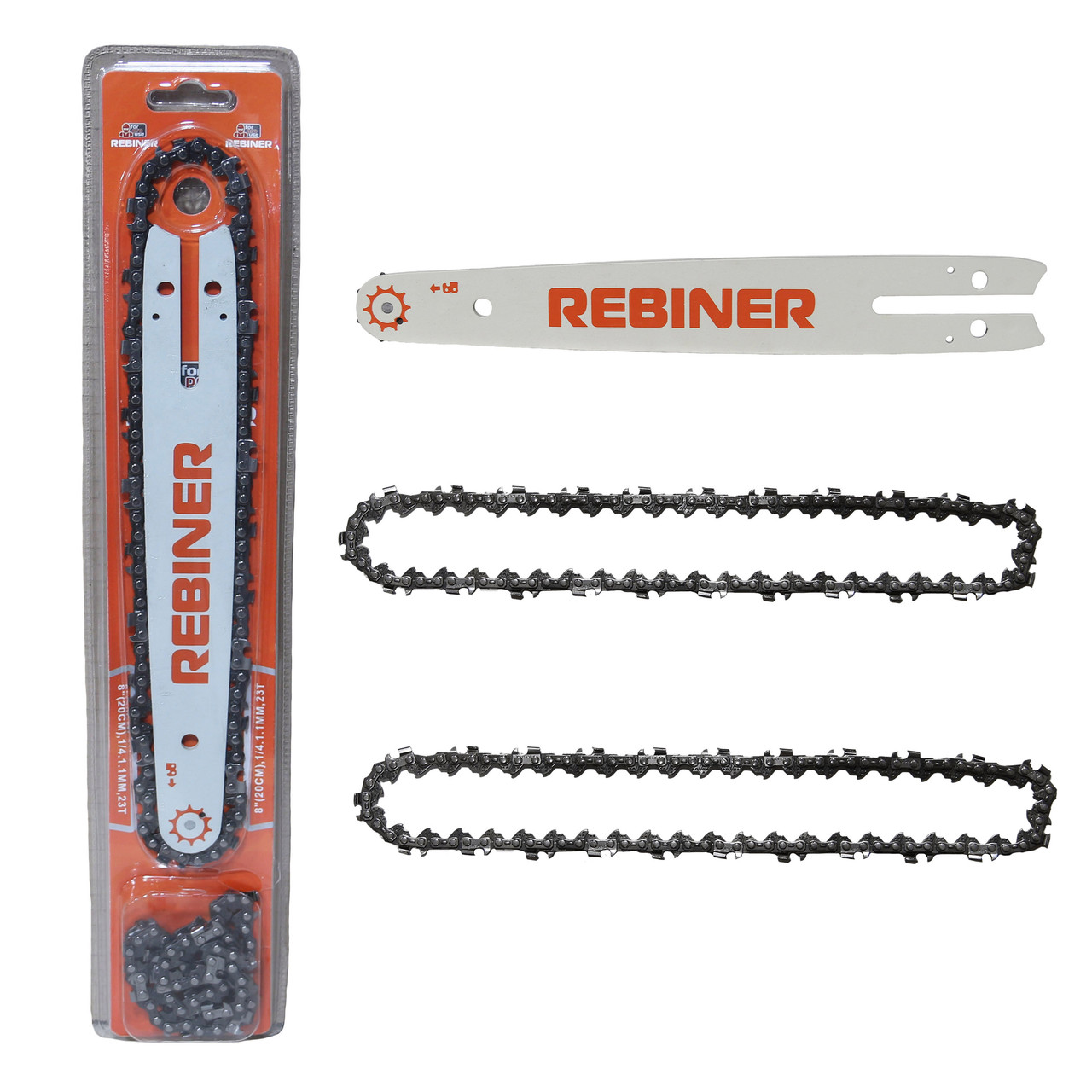 Шина для міні пили 8" (20 см) та 2 ланцюги Rebiner RSM8, фото 1