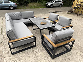 Комплект меблів для тераси, кутовий лаунж диван та столик