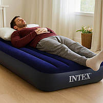 Надувний матрац Intex 64756 Classic Downy 191×76×25 см — одномісний флокований, з клапаном 2 в 1, фото 4