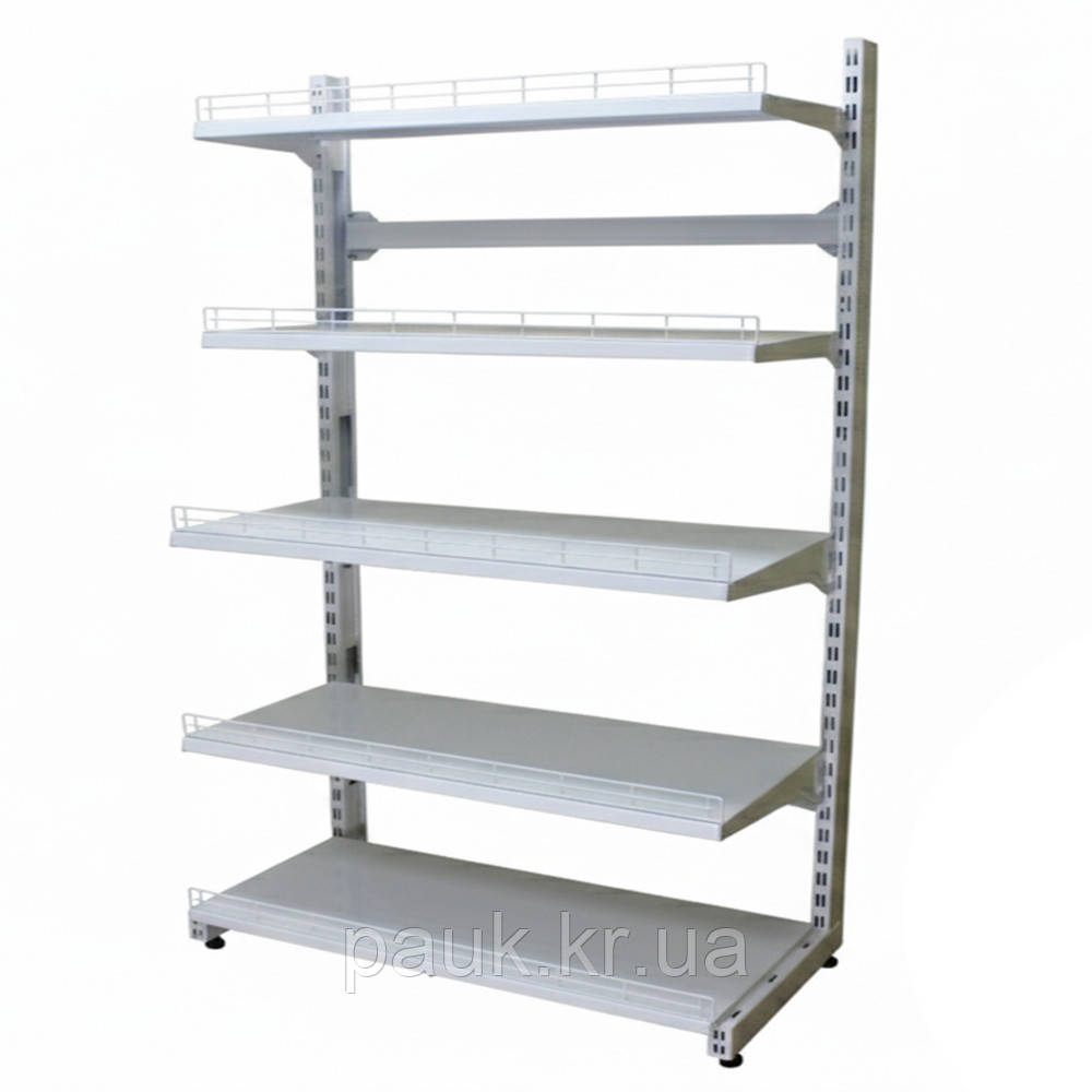 Торговий стелаж на стяжках 1900х1200 мм, приставний металевий стелаж Рістел, стелаж з полками розбірний, стелаж для побутової, фото 1