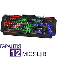 Ігрова клавіатура з підсвіткою Maxxter, чорна, провідна USB, мембранна, повнорозмірна геймерська для комп'ютера ПК та ноутбука