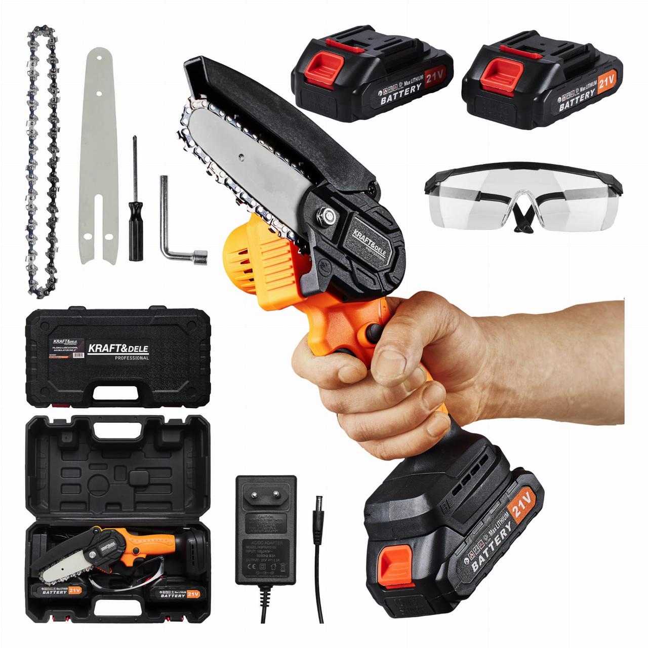 АКУМУЛЯТОРНА ЦЕПНА ПІЛА 4" 21V KD10627, фото 1