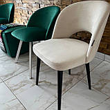 Інтер'єрний стілець PARMA зі спинкою із бежевого велюру на чорному дерев'яному каркасі, фото 6