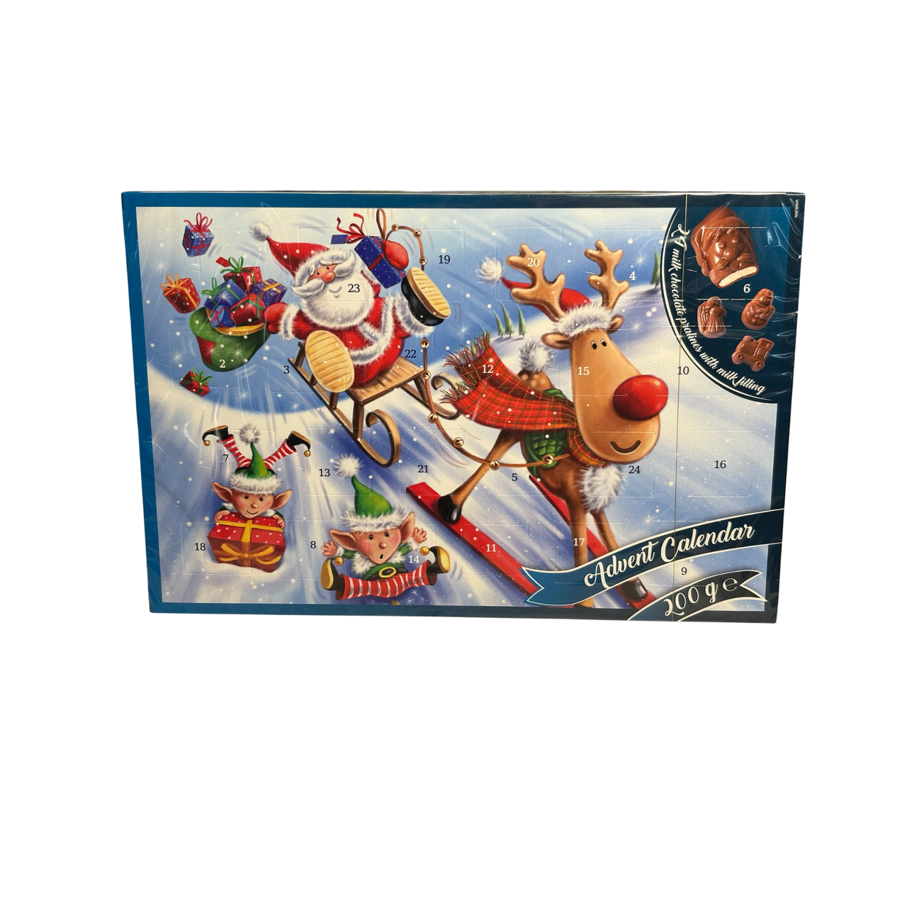 Різдвяний календар Milano в асортименті з праліне 200г (синій ), фото 1