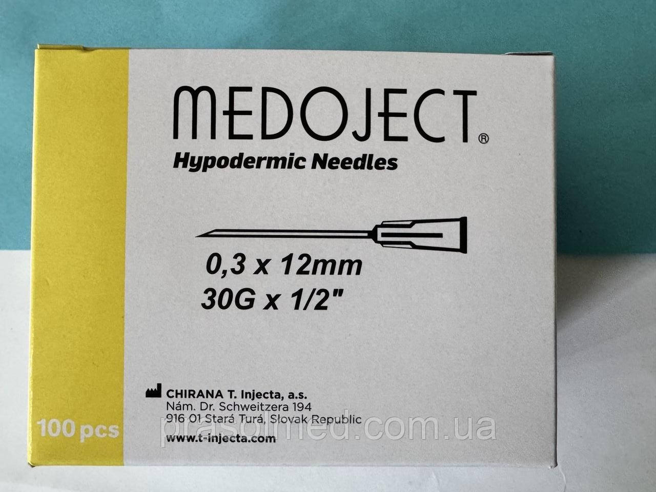 Голка для ін'єкцій,одноразова,стерильна 0.3 х 12мм  (30G х 1\2 ) " Medoject " 100шт.\уп., фото 1