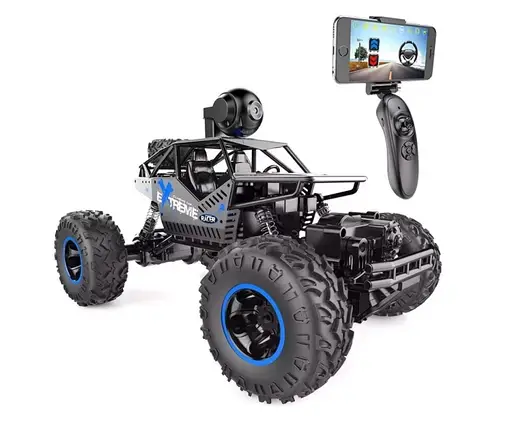 Джип на радіокеруванні ExTreme з Wi-Fi камерою, амортизацією та металопластиковим корпусом, чорний 1:16, фото 1