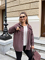 Жіноча вельветова сорочка на хутрі, фото 6