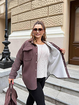 Жіноча вельветова сорочка на хутрі