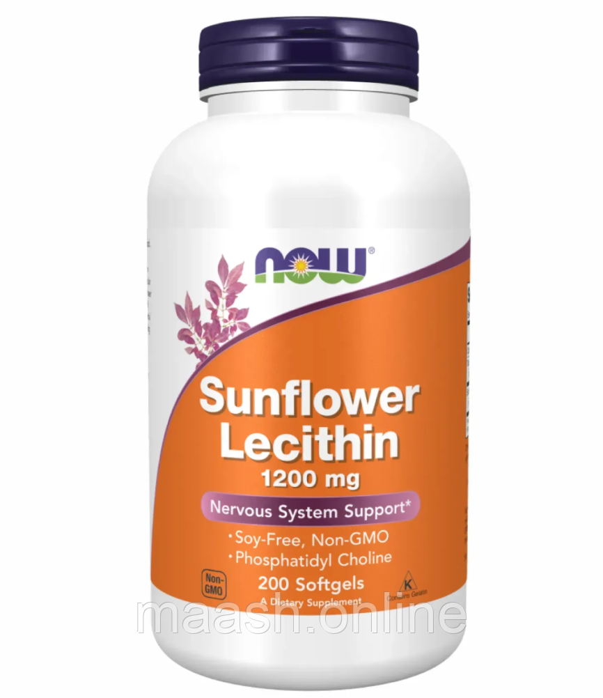 Лецитин соняшниковий Sunflower Lecithin 1200 мг NOW 200 капсул, фото 1