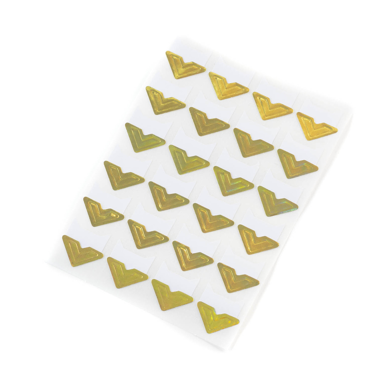 Куточки для світлин Золото на білому фоні самоклейні на аркуші 24 куточків КDF063, фото 1