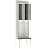 Шафа для одягу металева з лавкою ШОМ-300/2/4 з дахом, фото 2