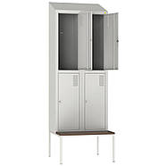 Шафа для одягу металева з лавкою ШОМ-400/2/4 з дахом, фото 2