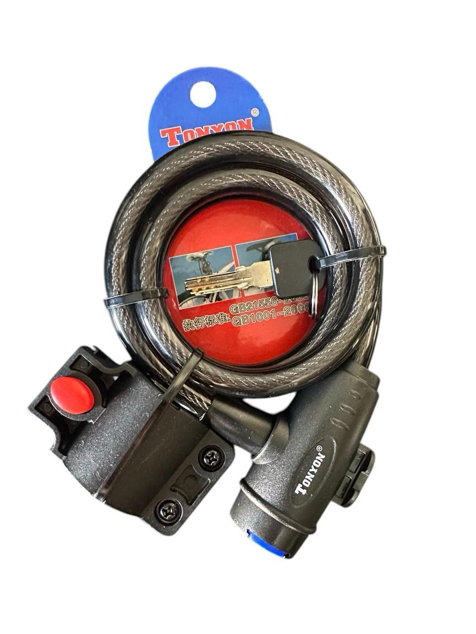 Велосипедний замок Tonyon 2 ключі Чорний, фото 1