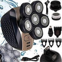 Бритва-тример для волосся, бороди Soulima 26423, 6 головок, роторна, IPX6