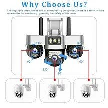 V380 Pro WiFi IP-камера 15MP 6K з потрійними об’єктивами, PTZ, нічним баченням та водонепроникним корпусом для відеоспостереження, фото 2
