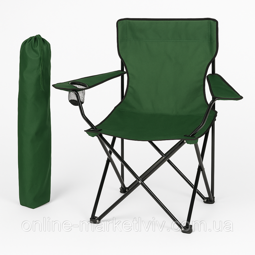 Стілець туристичний складний до 100 кг (80×75×45 см), з чохлом / Крісло для походів / Рибальське крісло, фото 1