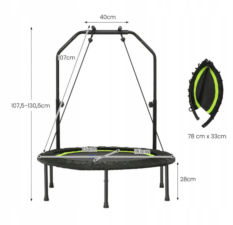 Батут для фітнесу Costway  із опорною ручкою та гумками для рук, фото 1