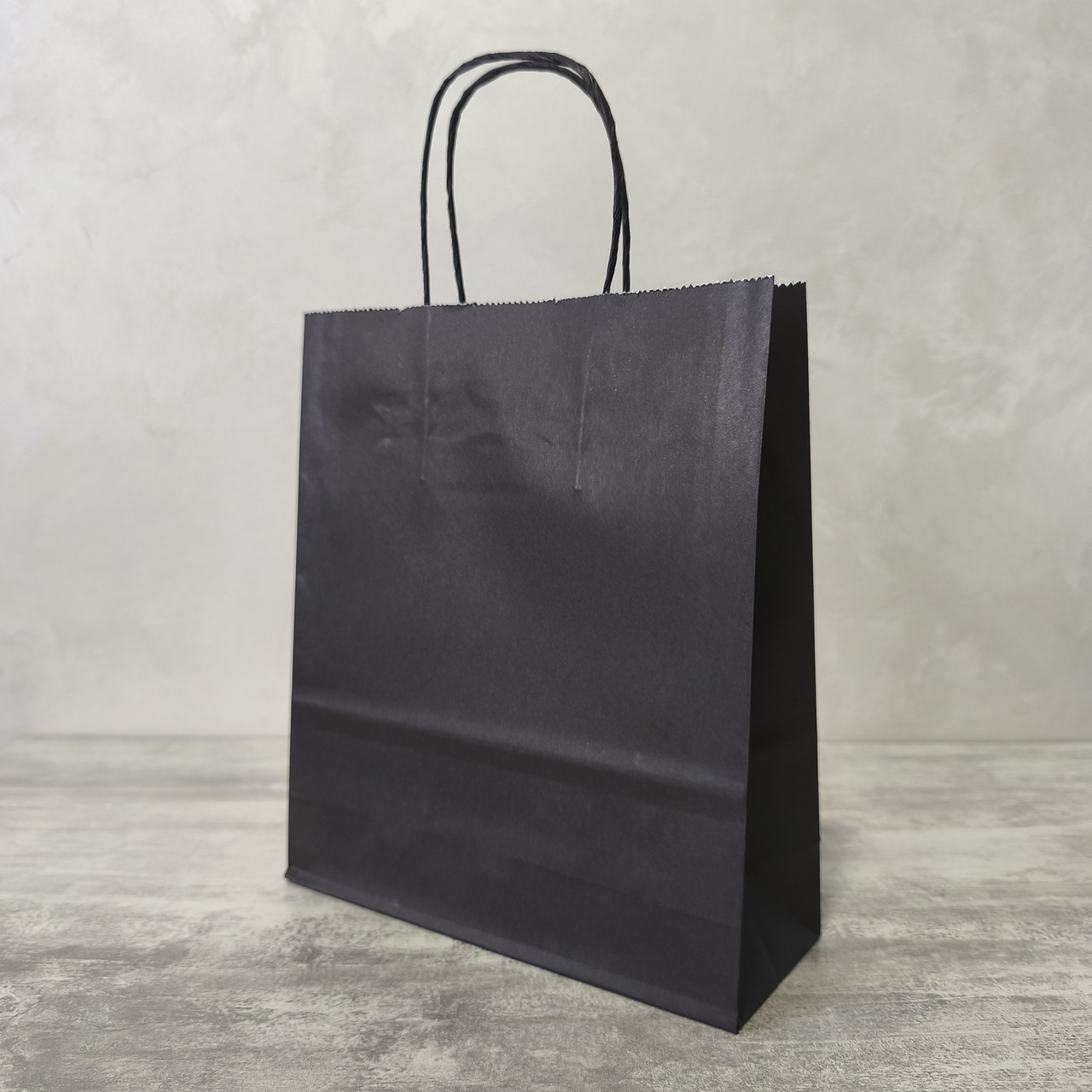 Крафт пакет чорний з чорними ручками  210*80*240 мм, папір 100 г/м2, фото 1