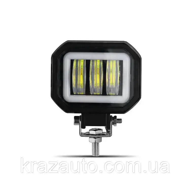 Фара LED квадратна 30W (3 діода, лінза, ходовий) 12-30V DTL-1571, фото 1