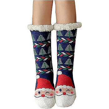 Новорічні шкарпетки вовняні розмір 39-42, довжина 39см / Високі шкарпетки жіночі / Теплі шкарпетки на зиму / Різдвяні шкарпетки