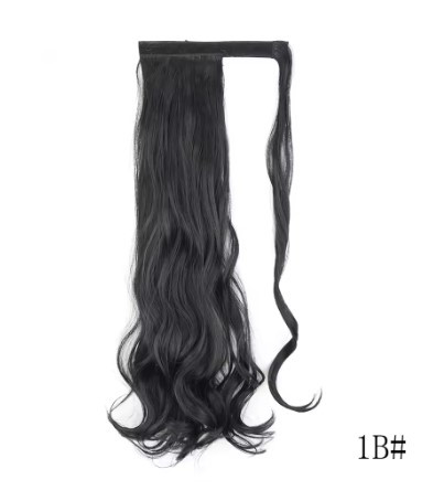 Шиньйон хвилястий хвіст на ліпучці чорний (SH-1BWB), фото 1