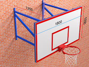 Щит баскетбольний ігровий 1800*1050 з кріпленням на стіну (12 мм фанера, винос 600 мм)