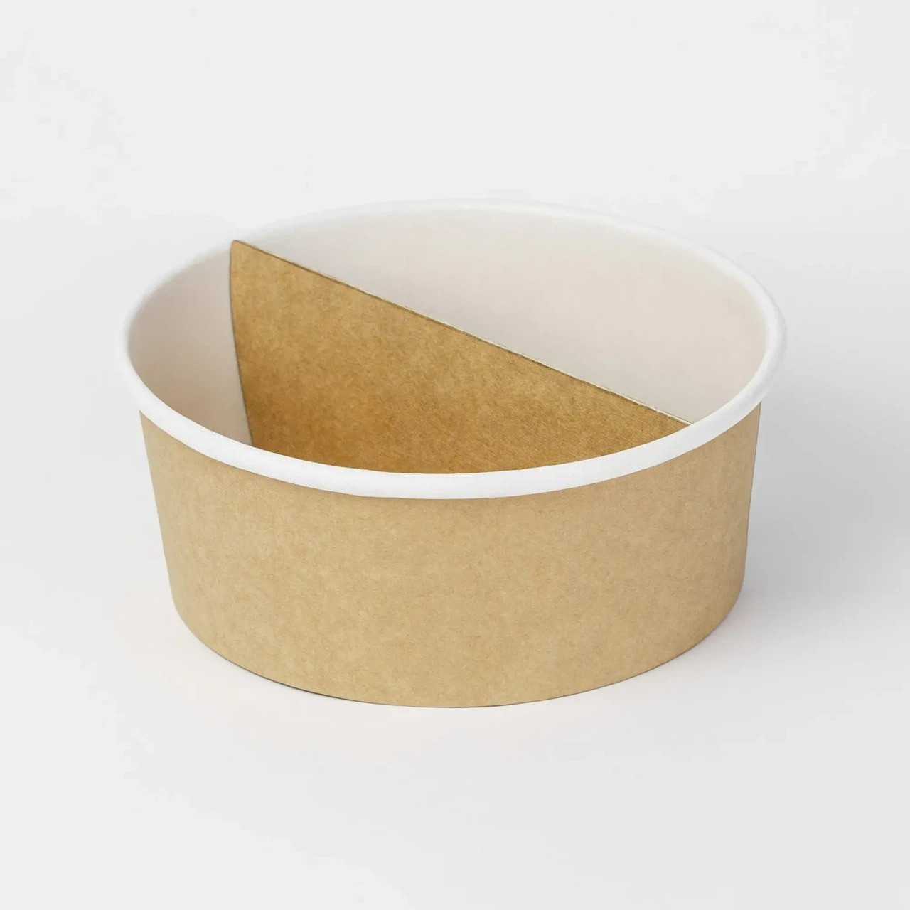 Салатник крафт 750 мл із роздільником для салатів, овочів та фруктів, зручний для подачі страв з крышкой, фото 1