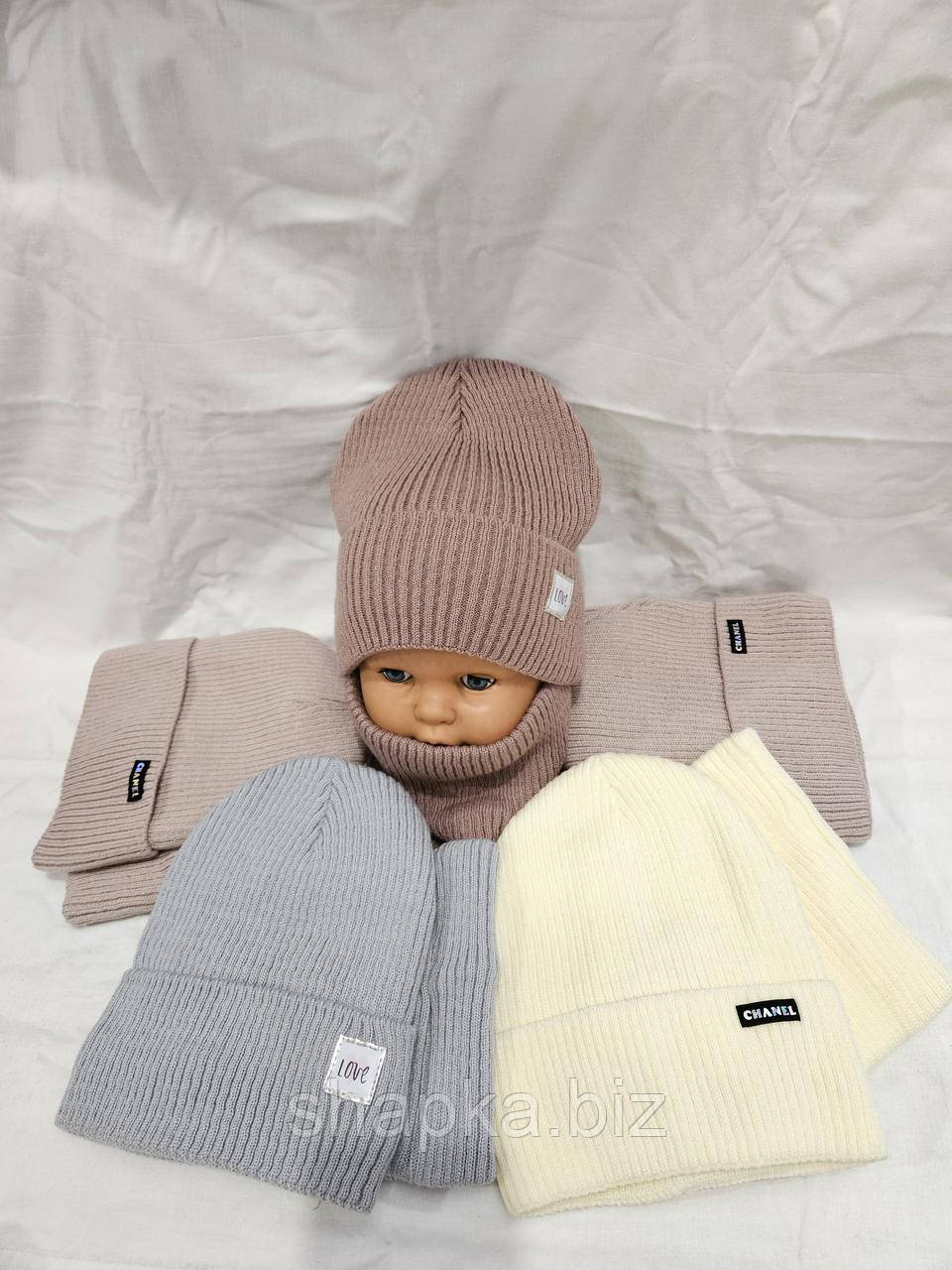 Шапка дитяча в'язана на флісі, фото 1