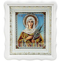 Икона "Святая Татьяна" на стекле в белой раме
