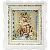 Икона "Святая Ольга" на стекле в белой раме