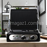 Притискний гриль двосторонній Crownberg 2000 Вт електричний гриль з регулюванням температури домашній, фото 3