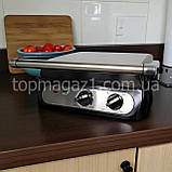 Притискний гриль двосторонній Crownberg 2000 Вт електричний гриль з регулюванням температури домашній, фото 2