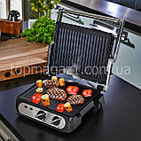 Притискний гриль двосторонній Crownberg 2000 Вт електричний гриль з регулюванням температури домашній, фото 4