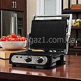 Притискний гриль двосторонній Crownberg 2000 Вт електричний гриль з регулюванням температури домашній, фото 5