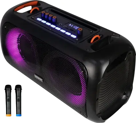 Портативна акустична система Temeisheng TMS-6616 25*2Вт 8"+3.5" з Bluetooth, караоке та радіомікрофонами, фото 1