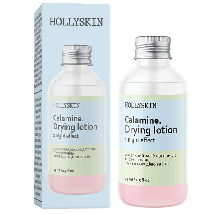 Локальний засіб проти прищів і почервонінь з дією за ніч Calamin Drying Lotion HOLLYSKIN 15 мл, фото 1