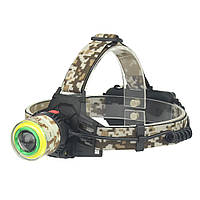 Фонарик налобный X-Balong BL-T105M-T6+COB, 4 режима,Military, 2x18650