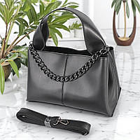 Жіноча сумка кросс боді через плече чорна з екошкіри маленька сумочка з плечовим ременем