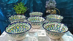 Традиційна узбекська глибока тарілка "Коса" d = 18 см, виробництво Ріштан