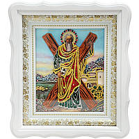 Икона "Святой Андрей Первозванный" на стекле в белой раме