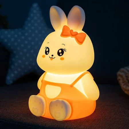 Силіконовий нічник "Зайчик" для дітей, акумуляторний LED світильник з таймером та 5 режимами підсвічування