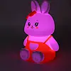 Силіконовий нічник "Зайчик" для дітей, акумуляторний LED світильник з таймером та 5 режимами підсвічування, фото 6