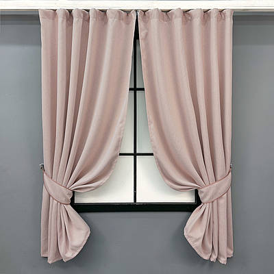 Комплект (2шт. 1,3х1,7м.) коротких штор, блекаут двосторонній, колекція "Eclipse". Колір пудровий. Код 1793ш 35-0398