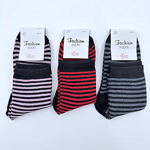 Жіночі термо шкарпетки махрові Fashion Socks полоски 36-40 мікс кольорів 12пар/уп