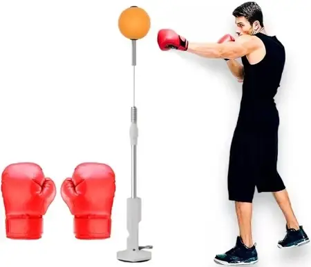 М'яч для боксерського відпрацювання рефлексів з регульованою висотою 139-154см та стійкою металевою основою, фото 1