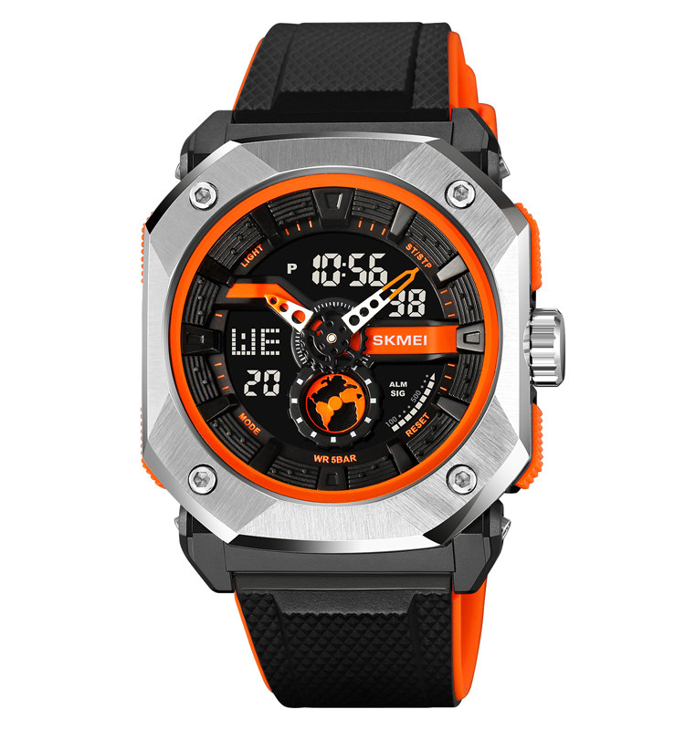 Skmei 2272 чорний з помаранчевим чоловічий спортивний годинник
