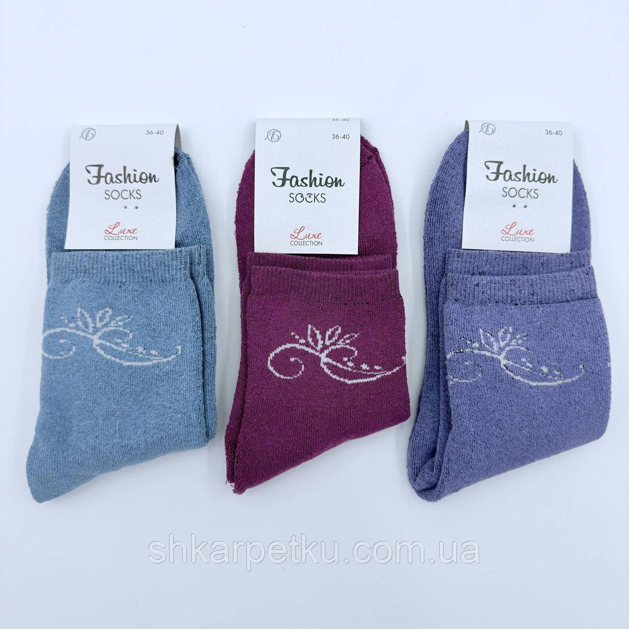 Жіночі термо шкарпетки махрові Fashion Socks квітка 36-40 мікс кольорів 12пар/уп, фото 1